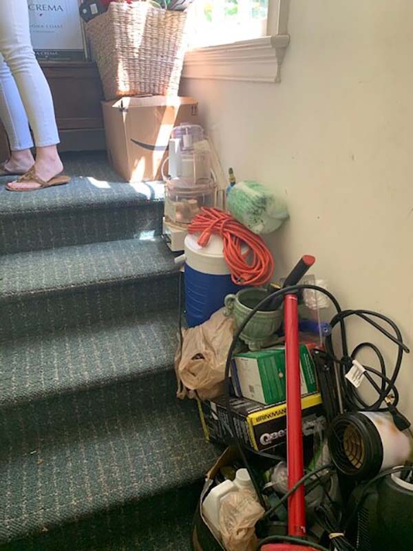 Image of staircase showing possible hoarding behavior
